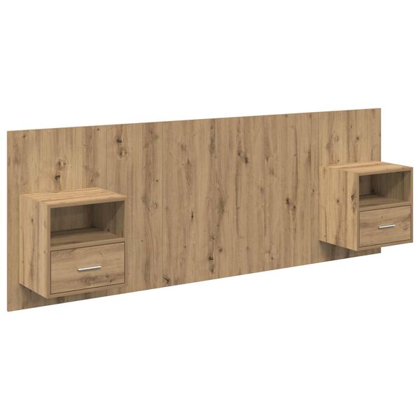 vidaXL Hoofdbord Met Kast met lade 3 pcs Artisan Eiken Bewerkt hout