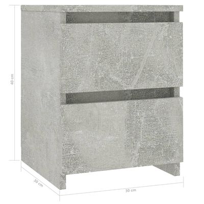 vidaXL Nachtkastjes 2 st 30x30x40 cm bewerkt hout betongrijs