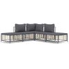 vidaXL 5-delige Loungeset met kussens poly rattan antracietkleurig