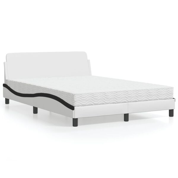 vidaXL Bed met matras "Dover" kunstleer wit en zwart 140x200 cm