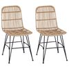 vidaXL Eetkamerstoel 2 st Rattan en staal Naturel 41 x 55 x 85 cm