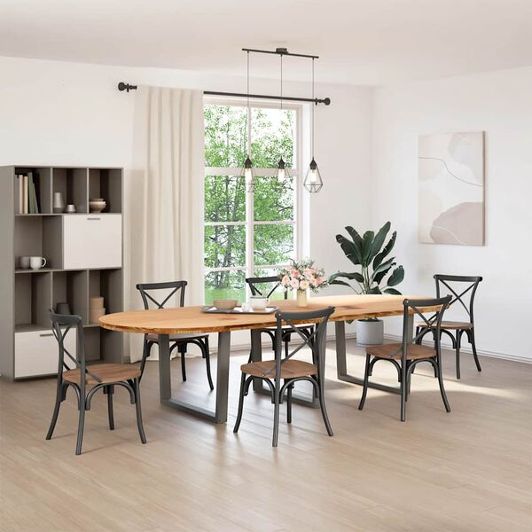 vidaXL Eettafel 320x120x74 cm ovaal massief eikenhout lichtbruin