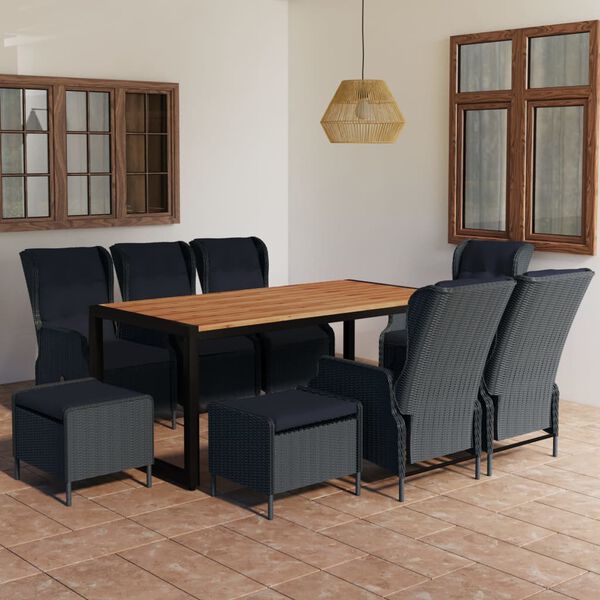 vidaXL 9-delige Tuinset donkergrijs