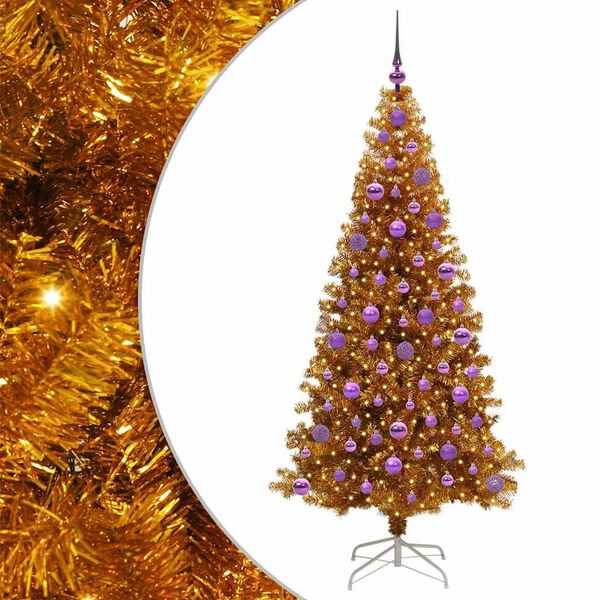 vidaXL Kerstboom met 300 LED met standaard Goud 180 cm PET