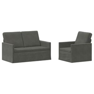 vidaXL Bankstel 2 pcs Donkergrijs Katoen Stof