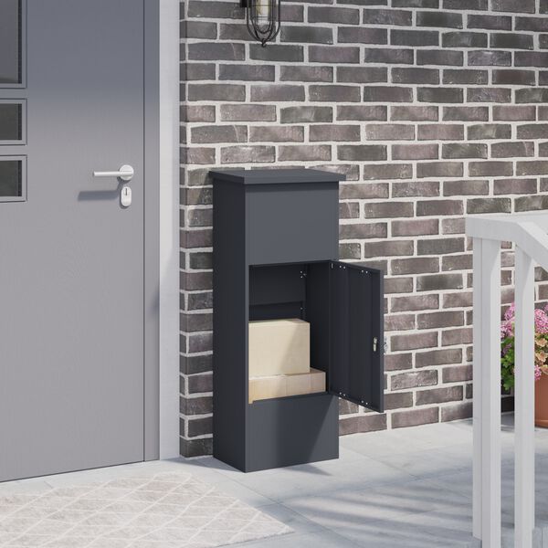 vidaXL Pakket inwerp box met slot Antraciet 44,5 x 29 x 110,5 cm Staal