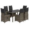 vidaXL 7-delige Bistroset met kussens poly rattan grijs
