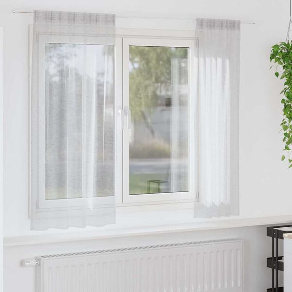 vidaXL Voile Gordijn 2 pcs Lichtgrijs 175 x 140 cm Polyester