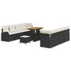 vidaXL Tuin Sofa Set met kussen 11 pcs Zwart en Crème 90 x 55 x 71 cm