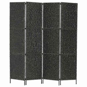 vidaXL Kamerscherm met 4 panelen 154x160 cm waterhyacint zwart