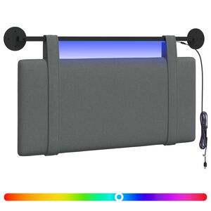 vidaXL Hangend hoofdbord Met LED-verlichting Donkergrijs Stof