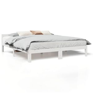 vidaXL Bedframe zonder matras massief grenenhout wit 160x200 cm