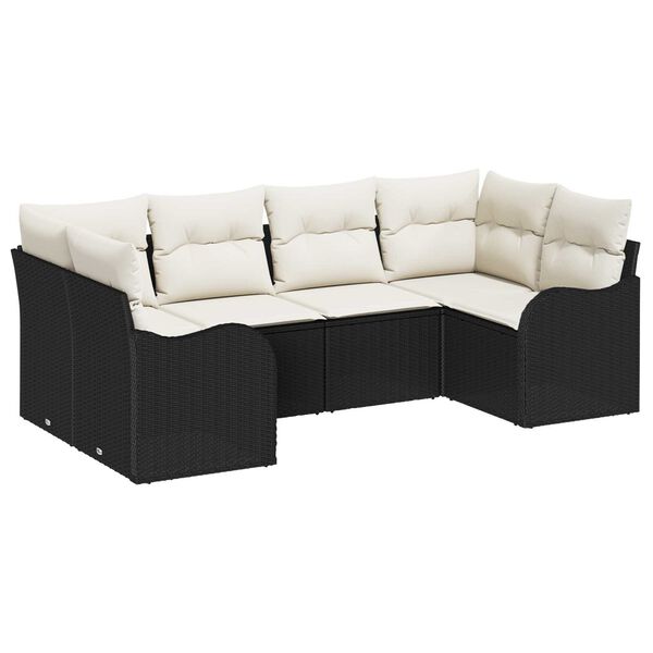 vidaXL Tuin Sofa Set met kussen 6 pcs Zwart Poly riet