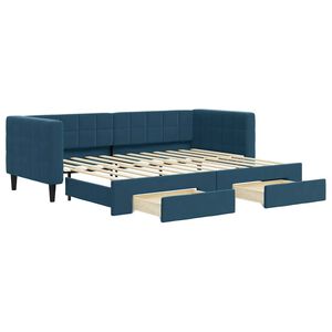 vidaXL Slaapbank met onderschuifbed en lades 80x200 cm fluweel blauw