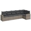 vidaXL 6-delige Loungeset met kussens poly rattan grijs