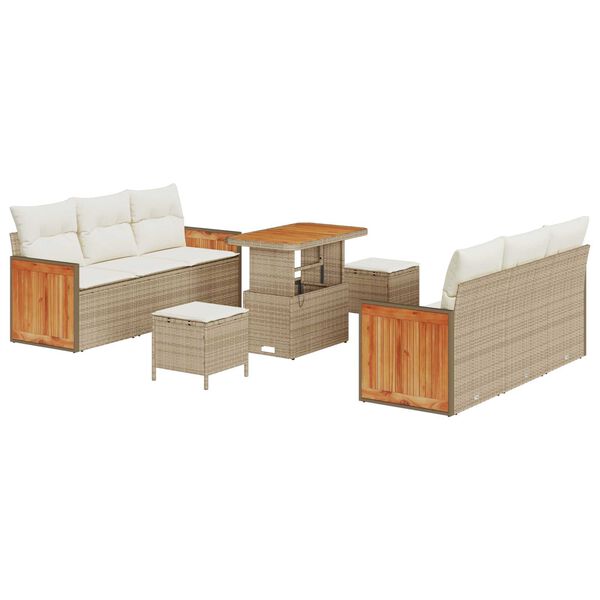 vidaXL Tuinbankenset met kussen 11 pcs Beige en Cr&egrave;me poly rattan