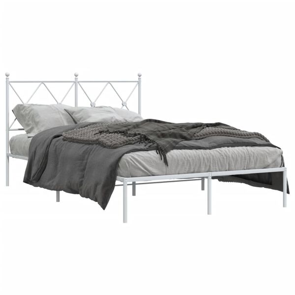 vidaXL Bedframe met hoofdbord metaal wit 120x200 cm