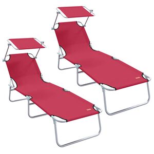 vidaXL Ligstoel 2 st Polyester Rood