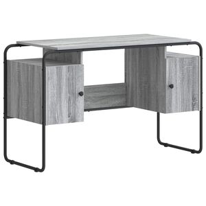 vidaXL Bureau met opbergruimte Grijs Sonoma 120 x 50.5 x 75.5 cm