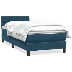 vidaXL Boxspring met matras fluweel donkerblauw 80x210 cm