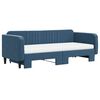 vidaXL Slaapbank onderschuifbed en matrassen 90x200 cm fluweel blauw