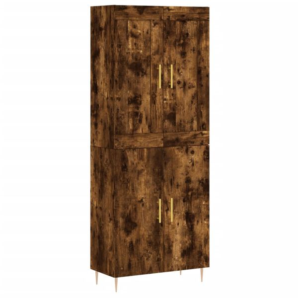 vidaXL Hoge kast 69,5x34x180 cm bewerkt hout gerookt eikenkleurig