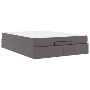vidaXL Bedframe met matras met matras 2 pcs Grijs PVC