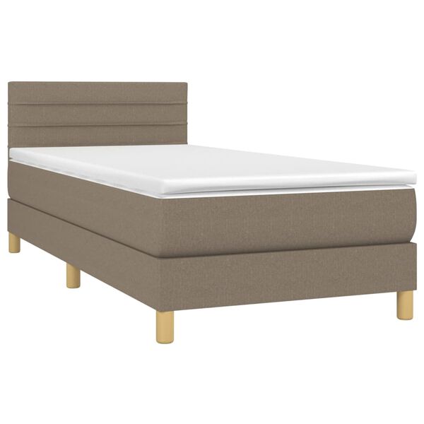 vidaXL Boxspring met matras en LED stof taupe 100x200 cm