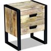 vidaXL Bijzettafel met 2 lades 43x33x51 cm massief mangohout