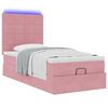 vidaXL Ottoman bed met matrassen en LED's 100x200cm fluweel roze