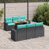 vidaXL 7-delige Loungeset met kussens poly rattan zwart