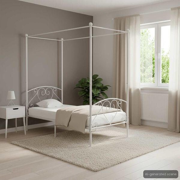 vidaXL Hemelbedframe metaal wit 100x200 cm
