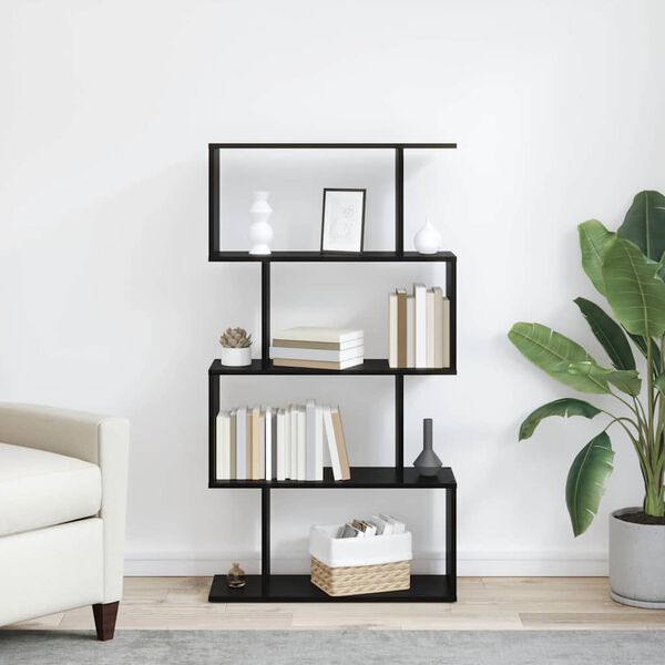 vidaXL Boekenkast Zwart Eiken 70 x 24 x 129 cm Bewerkt hout