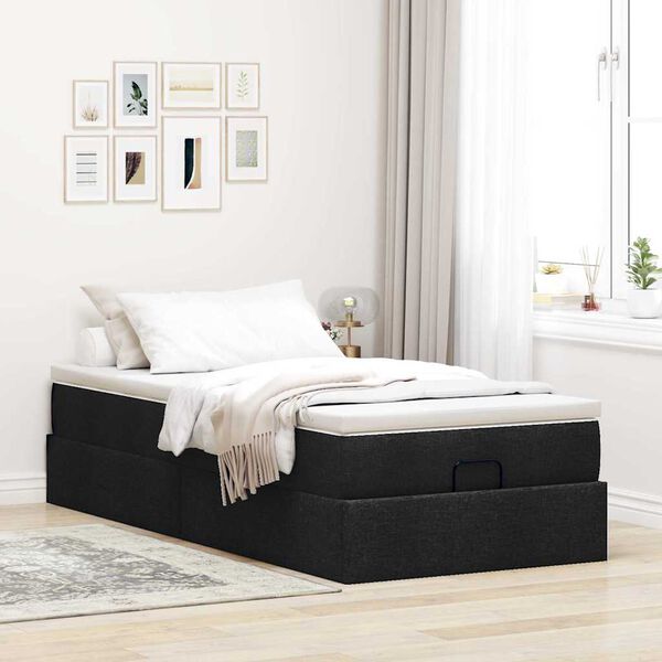 vidaXL Ottoman bed met matras 80x200cm stof zwart
