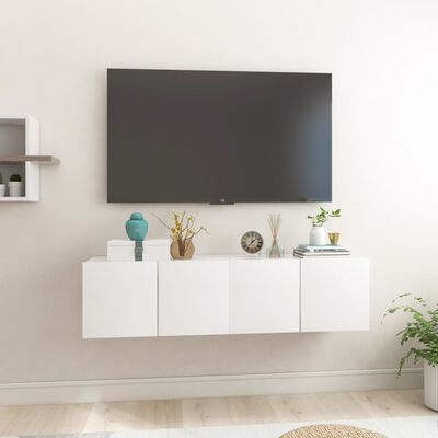 vidaXL TV-hangkasten 2 st 60x30x30 cm hoogglans wit