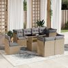 vidaXL 9-delige Loungeset met kussens poly rattan beige