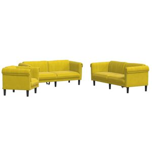 vidaXL 3-delige Loungeset fluweel geel