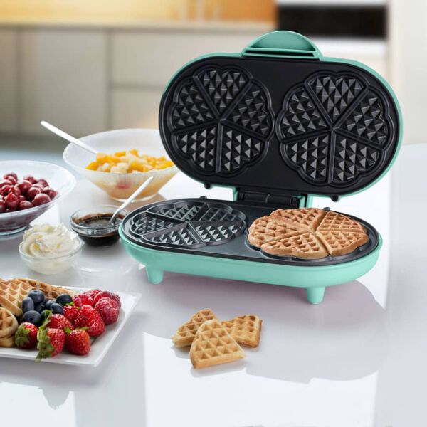 Bestron Wafelijzer ADWM1000M hartvormig dubbel 1000 W mintkleurig