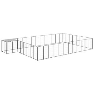 vidaXL Hondenkennel 30,25 m&sup2; staal zwart