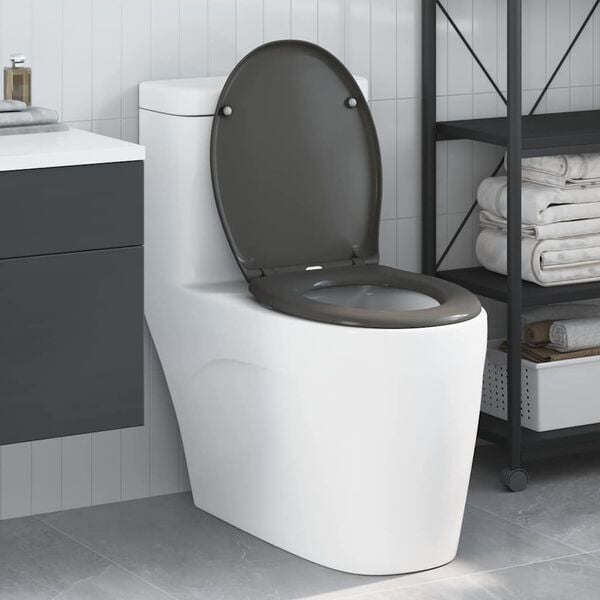 vidaXL Toiletzitting Antraciet 44,8 x 37,3 x 4,2 cm Duroplast