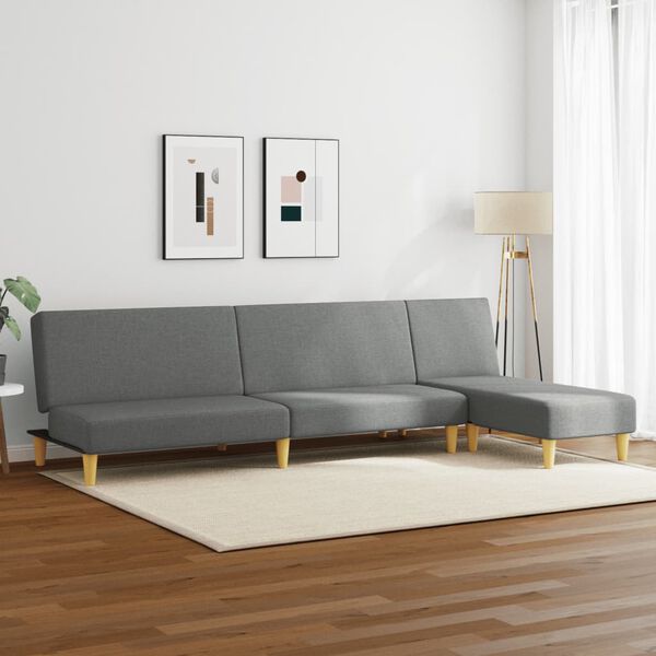 vidaXL 2-delige Loungeset stof donkergrijs