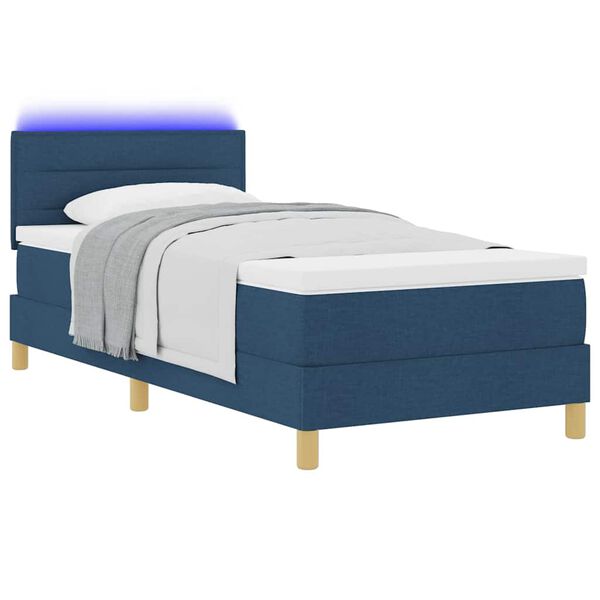vidaXL LED Box Spring Bed met matras met LED Blauw 100 x 200 cm Stof