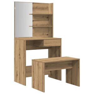 vidaXL Kaptafelset bewerkt hout artisanaal eiken