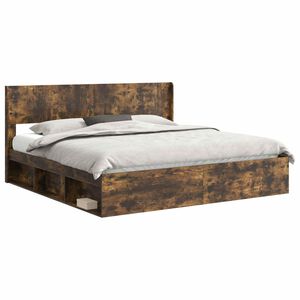 vidaXL Bedframe met opbergruimte en hoofdbord 2 st Bewerkt hout