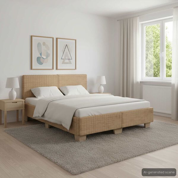 vidaXL Bedframe handgeweven echt rattan 140x200 cm