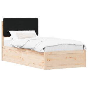 vidaXL Bedframe met Gevoerd Hoofdgedeelte Zwart 100 x 200 cm