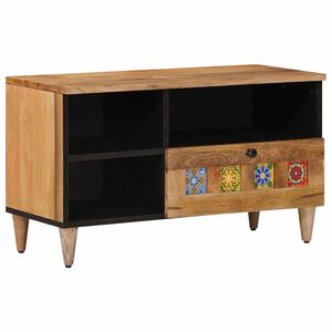 vidaXL TV-kast met lade Naturel 80 x 33,5 x 46 cm Massief Mango Hout