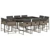 vidaXL 11-delige Tuinset met kussens poly rattan grijs