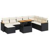 vidaXL 9-delige Loungeset met kussens poly rattan acacia zwart