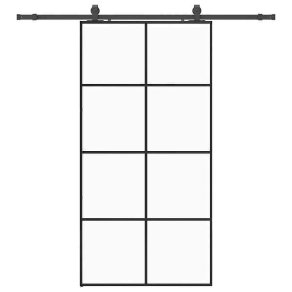 vidaXL Schuifdeur met beslagset 102,5x205 cm ESG glas zwart